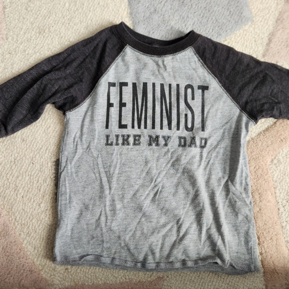 3 quarter length baseball t-shirt feminist 2T